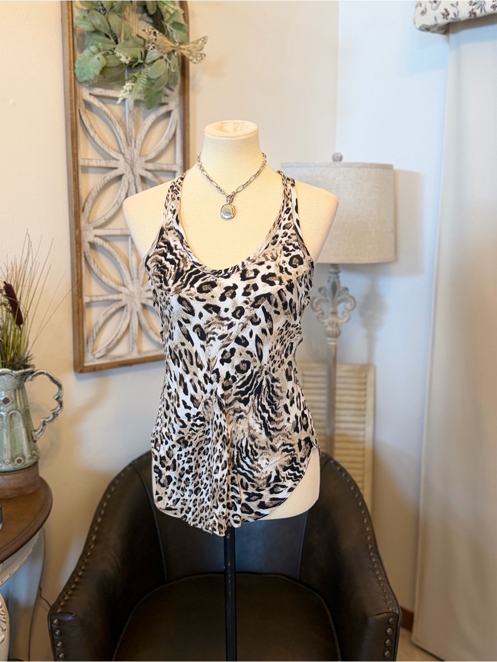 Leopard racer back  tank